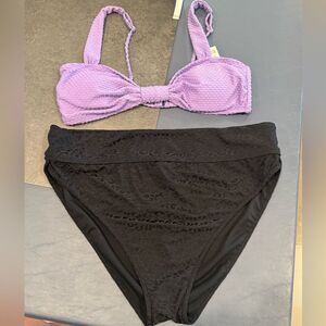 NEW Size XXL Black and Purple Bikini Swimsuit